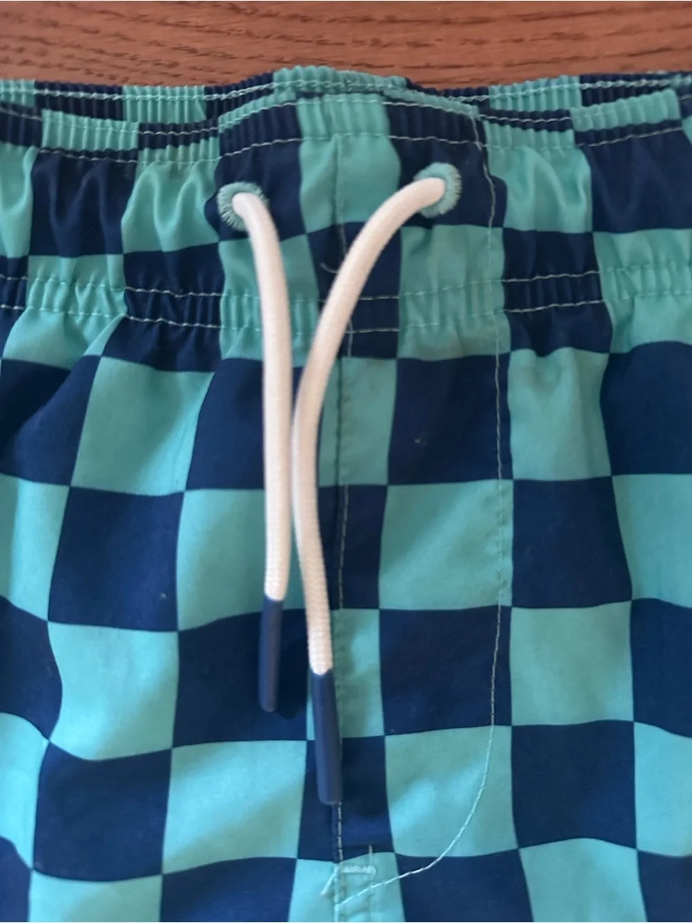 ☀️Cat & Jack boys swim suit Teal and Navy Checkerboard Swim Shorts size medium